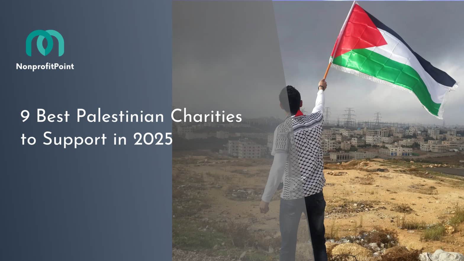 a man holding a flag of palestine