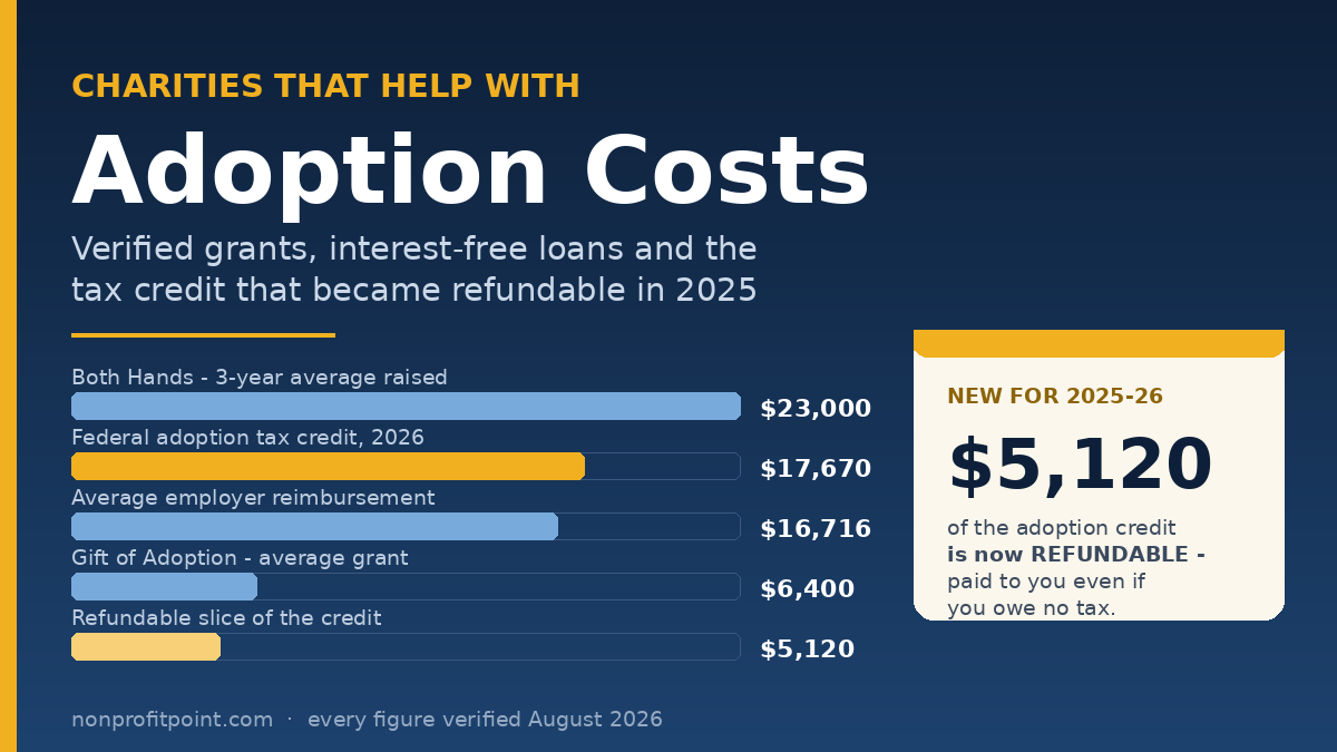 Charities that help with adoption costs - verified grants, interest-free loans and the 2026 adoption tax credit