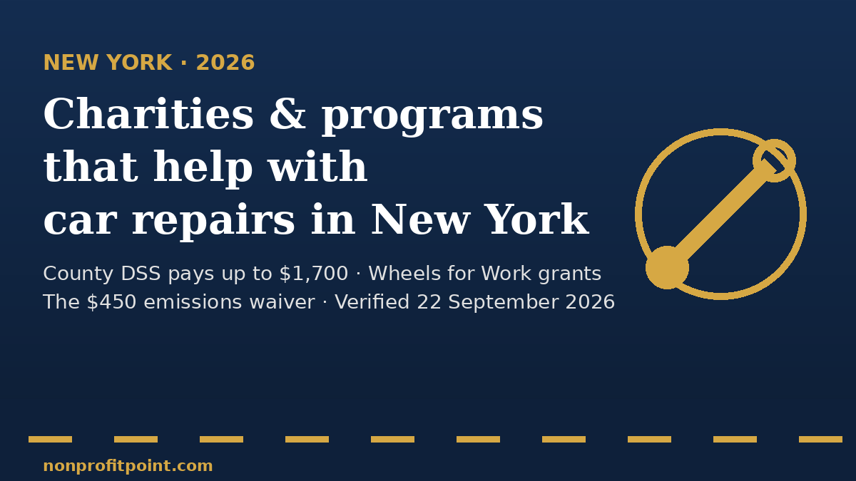 Charities and programs that help with car repairs in New York — county DSS repair payments, Wheels for Work grants and the $450 emissions waiver